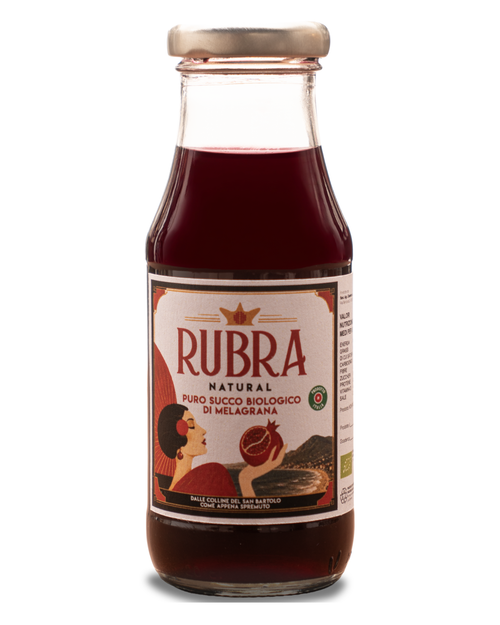 Bottiglia da 200 ml di succo biologico di melagrana Rubra Naturals