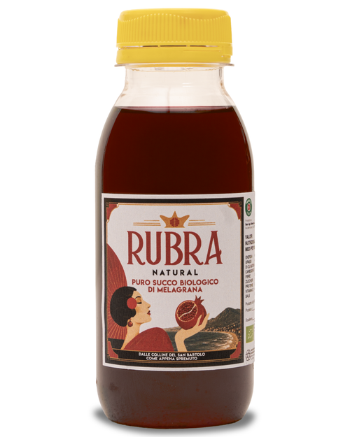 Bottiglia da 250 ml di succo biologico di melagrana Rubra Naturals